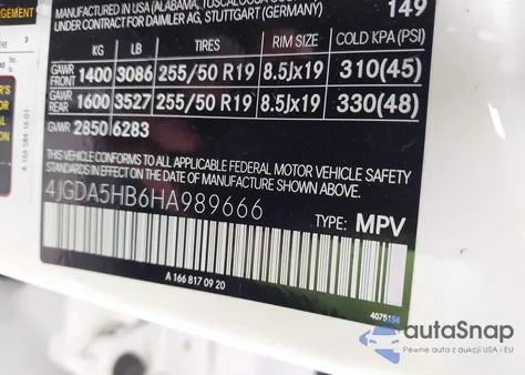 2017 Mercedes-Benz Gle 350 4Matic из США, поврежденный, VIN 4JGDA5HB6HA989666